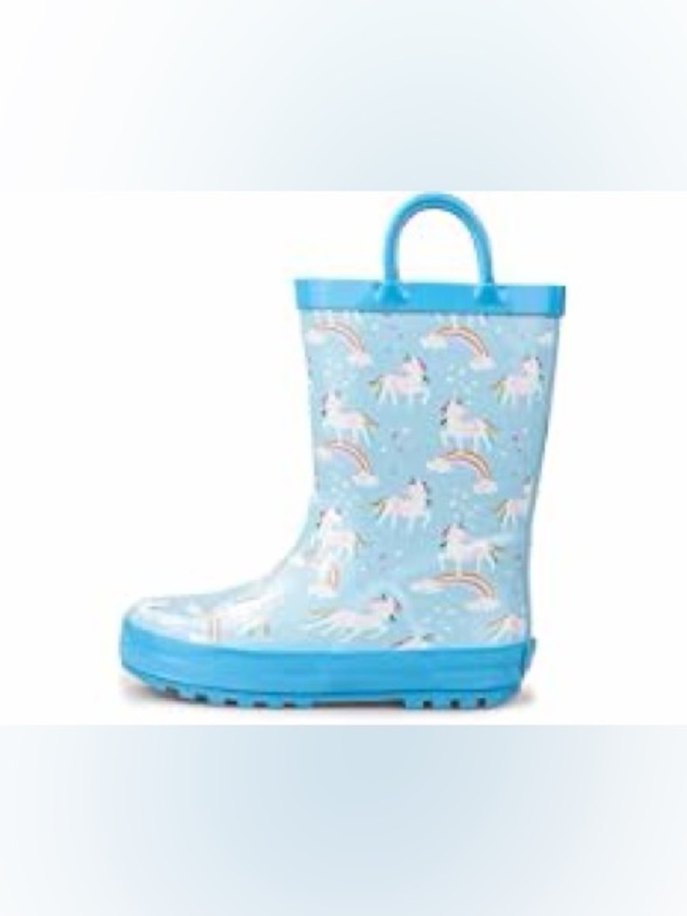 Kids Light Blue Unicorn Rain Boots
